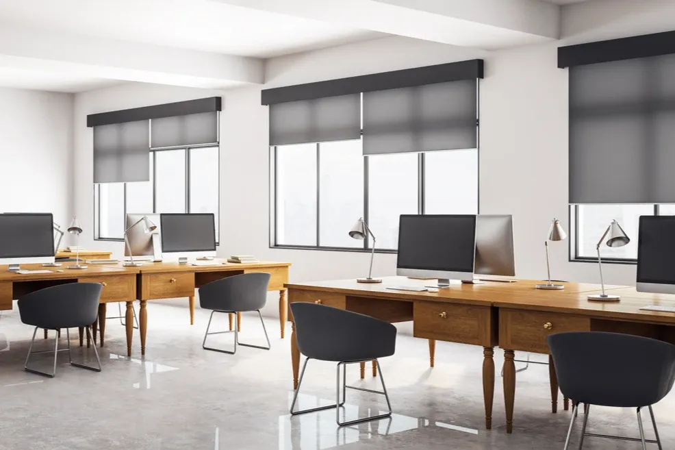 Custom blinds in commercial office